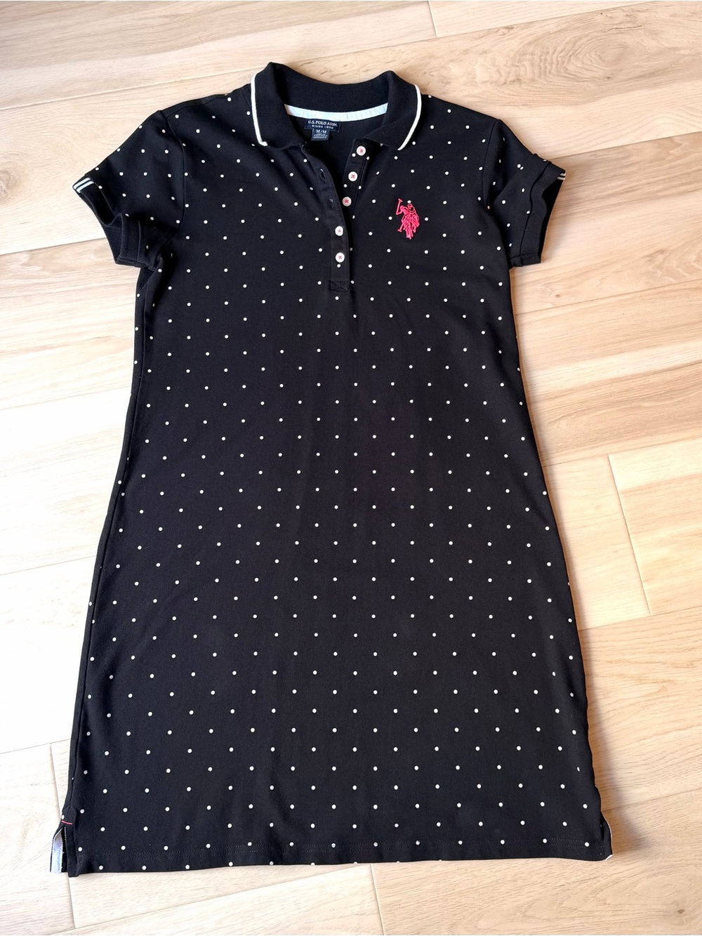 U.S. Polo Assn. Black Polka Dot Polo Dress – Size M